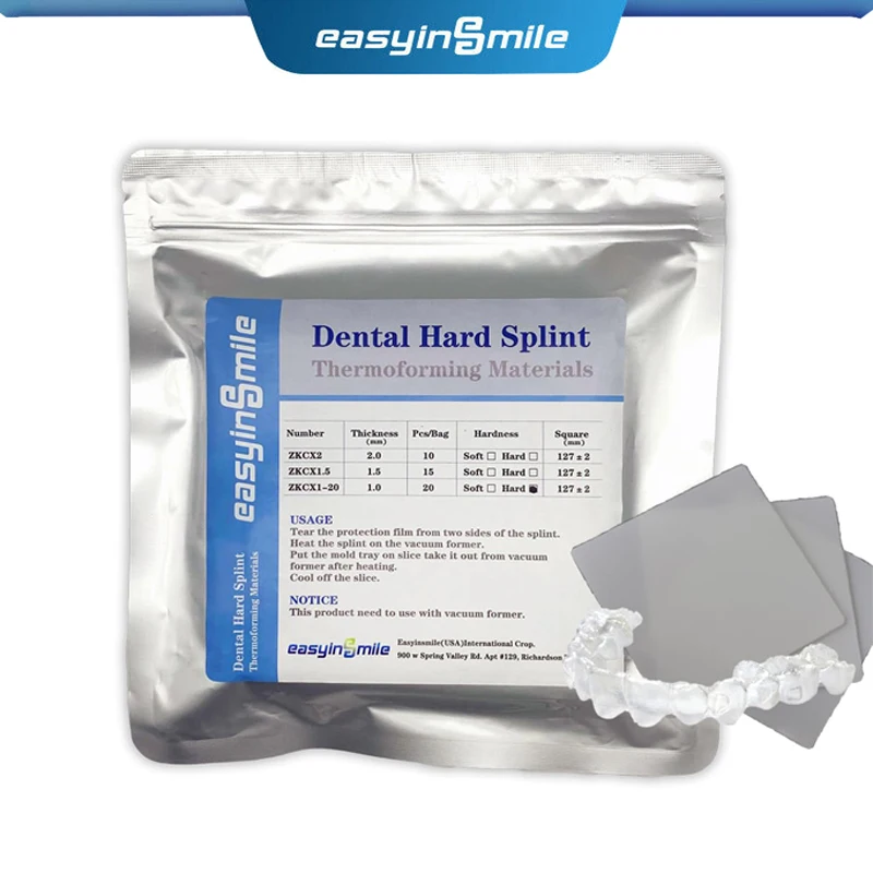 Dental Hard Splint Orthodontic Retainer Vacuum Forming Sheet Soft/ Hard Plastic 1.0/1.5/2.0mm Dentistry Thermoforming Material