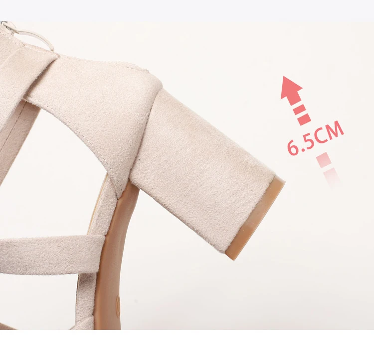ZAROY Suede Heels Women's Sandals Summer Open Toe Narrow Band Hollow Square High Heel Banquet Dress Shoes Party Office Pumps - view 4