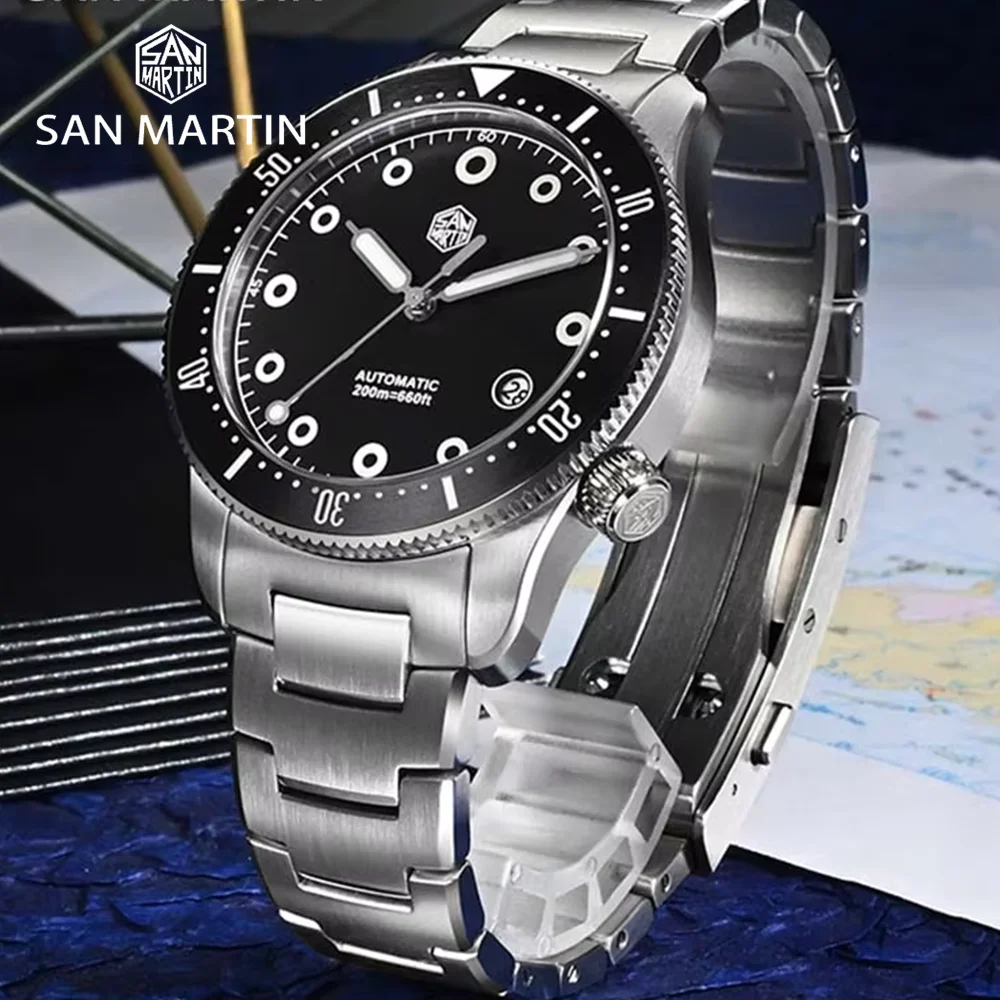 San Martin Original 2024 New Men Diver Automatic Watch 39.5mm YN55 Luxury Mechanical Watches Sapphire Waterproof 200M Luminous