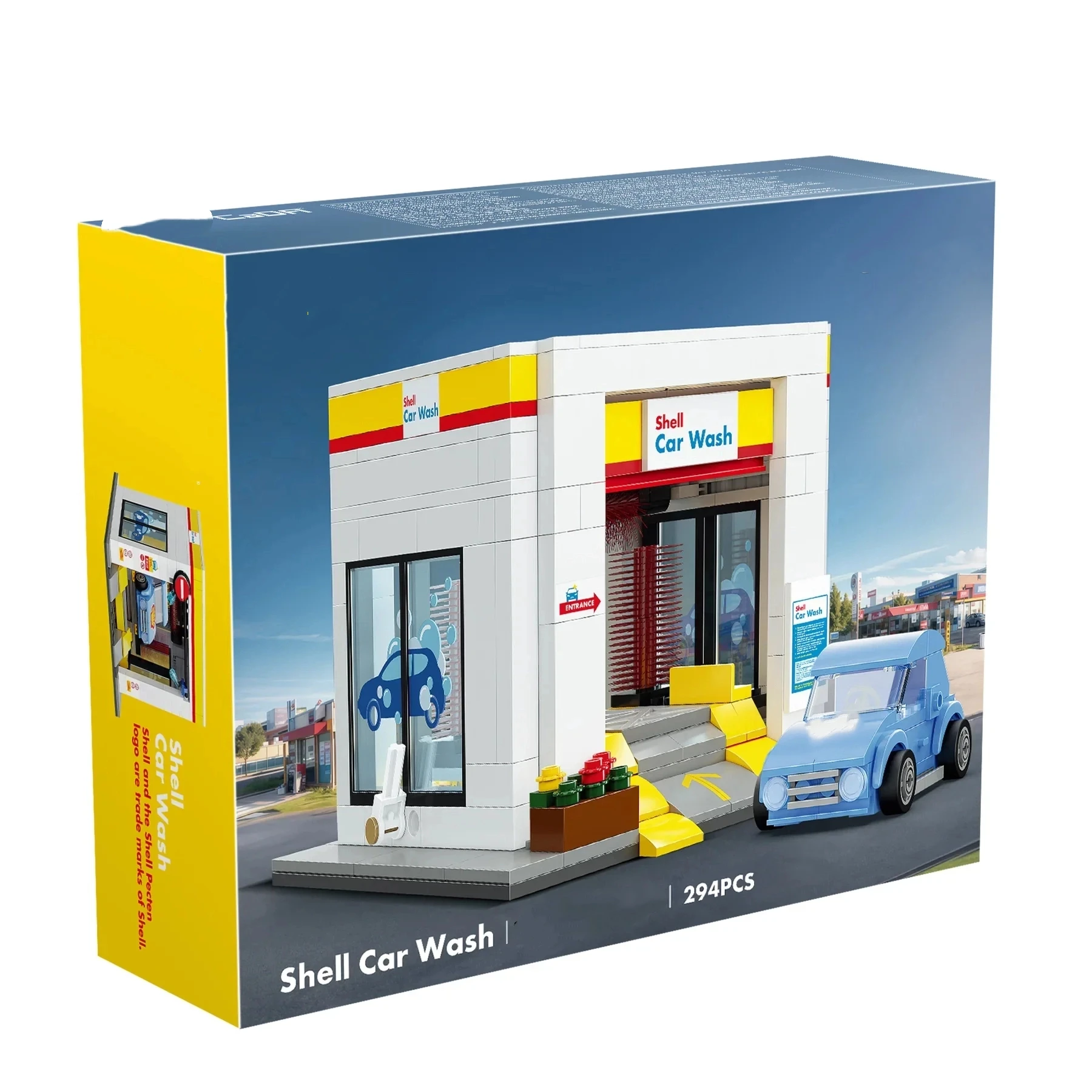 MOC Stad Retail Station Tankstation Wasstraat Serie Bouwsteen Model Supermarkt Bakstenen Speelgoed voor Kinderen DIY Geschenken