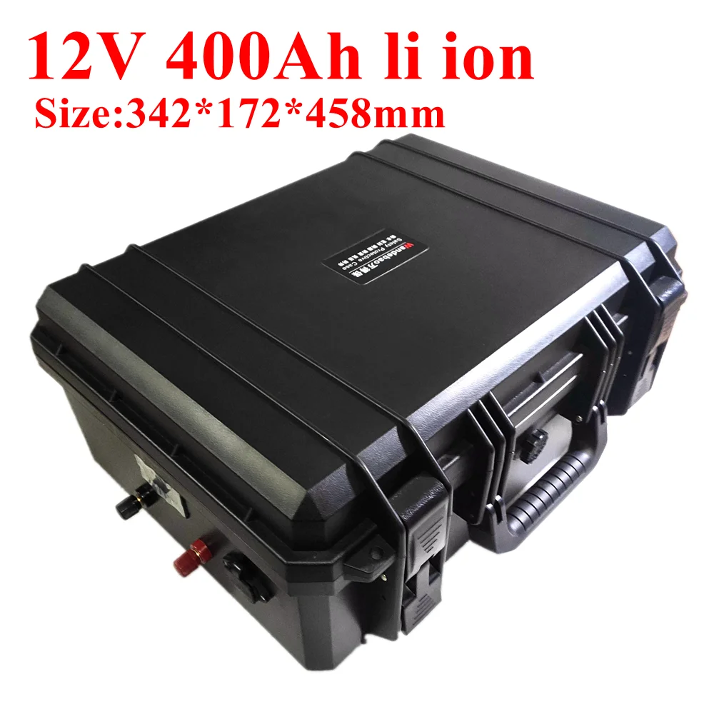 

Waterproof 12V 400AH lithium ion battery 12v li ion with BMS for inverter caravan camping power supply light boat + 20A Charger