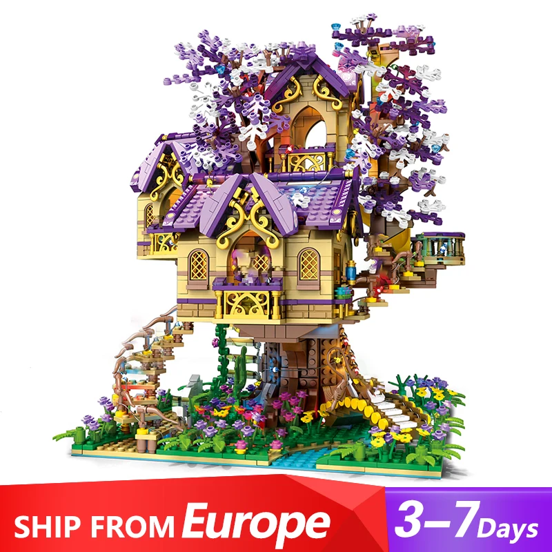 barweer Klemmbausteine Kirschblüte Fee Baumhaus Gebäude Sets, Stadtstraße Wohnung Modell modulare Gebäude Blöcke Geschenk für Erwachsene Kinder 2242pcs