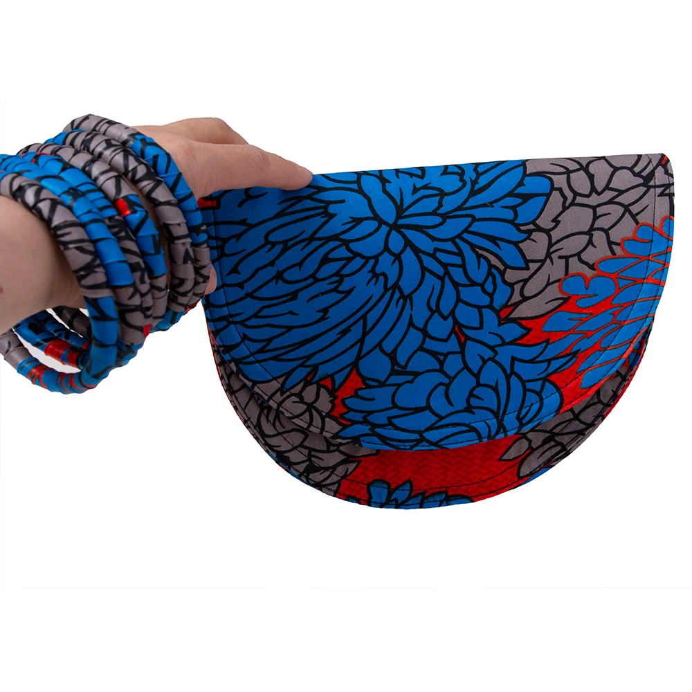 BRW Brand New Large Ankara Kente Handmade Bangles And Small Bag African Print Fabric Covered Wood Bangles For Girl Gift WYB575
