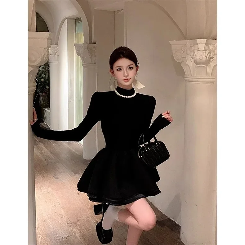 2024 New Spring Princess Puff Skirt Dress Women's Overcoat Innerknit Dress Birthday Gown Fashionable Fairy-Like Dress