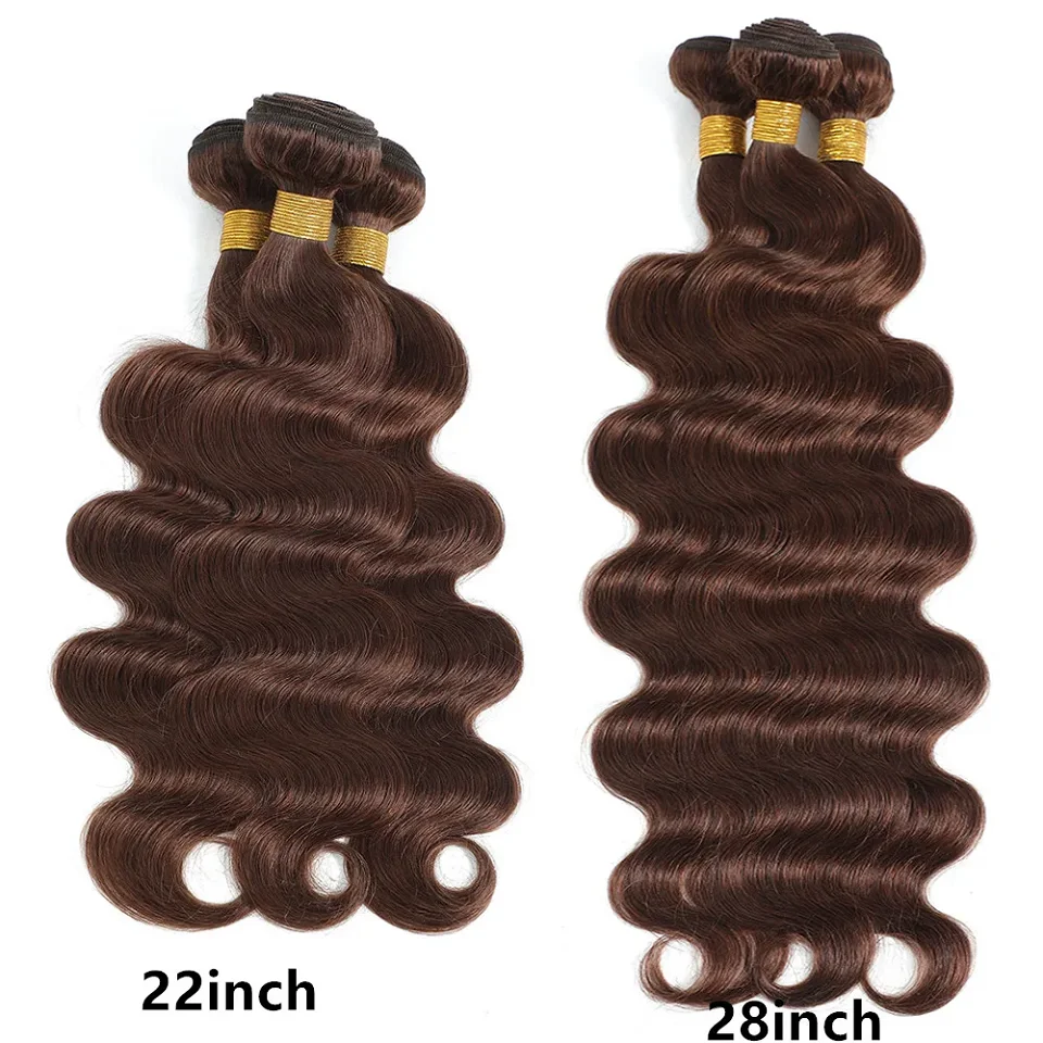 #4 Brazilian Body Wave Hair Bundles Chocolate Brown Remy Human Hair Extension For Women 12A 10--30 Body Wave Human Hair Bundles