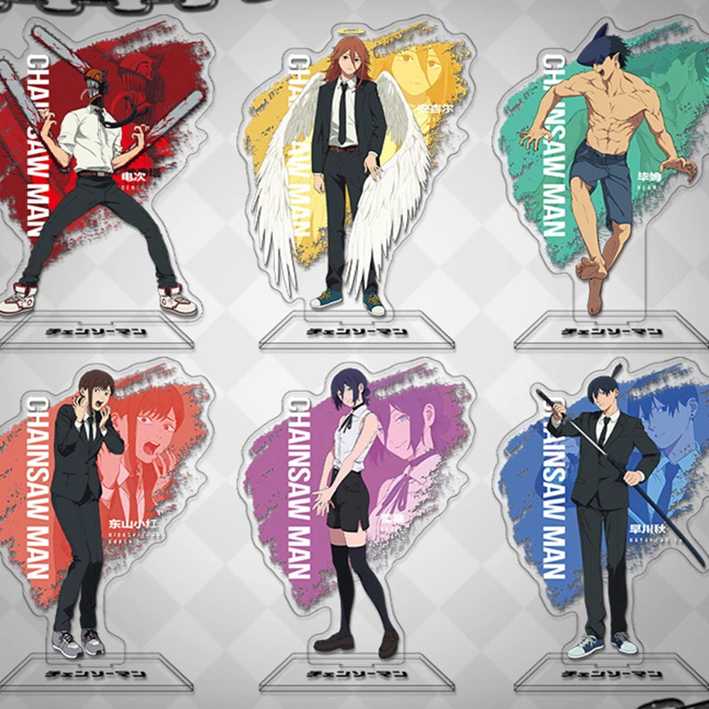 أنيمي بالمنشار رجل الفيلم: Reze Pochita Denji Makima تأثيري حامل الاكريليك سطح المكتب الديكور الشكل الدائمة لوحة الدعائم #3