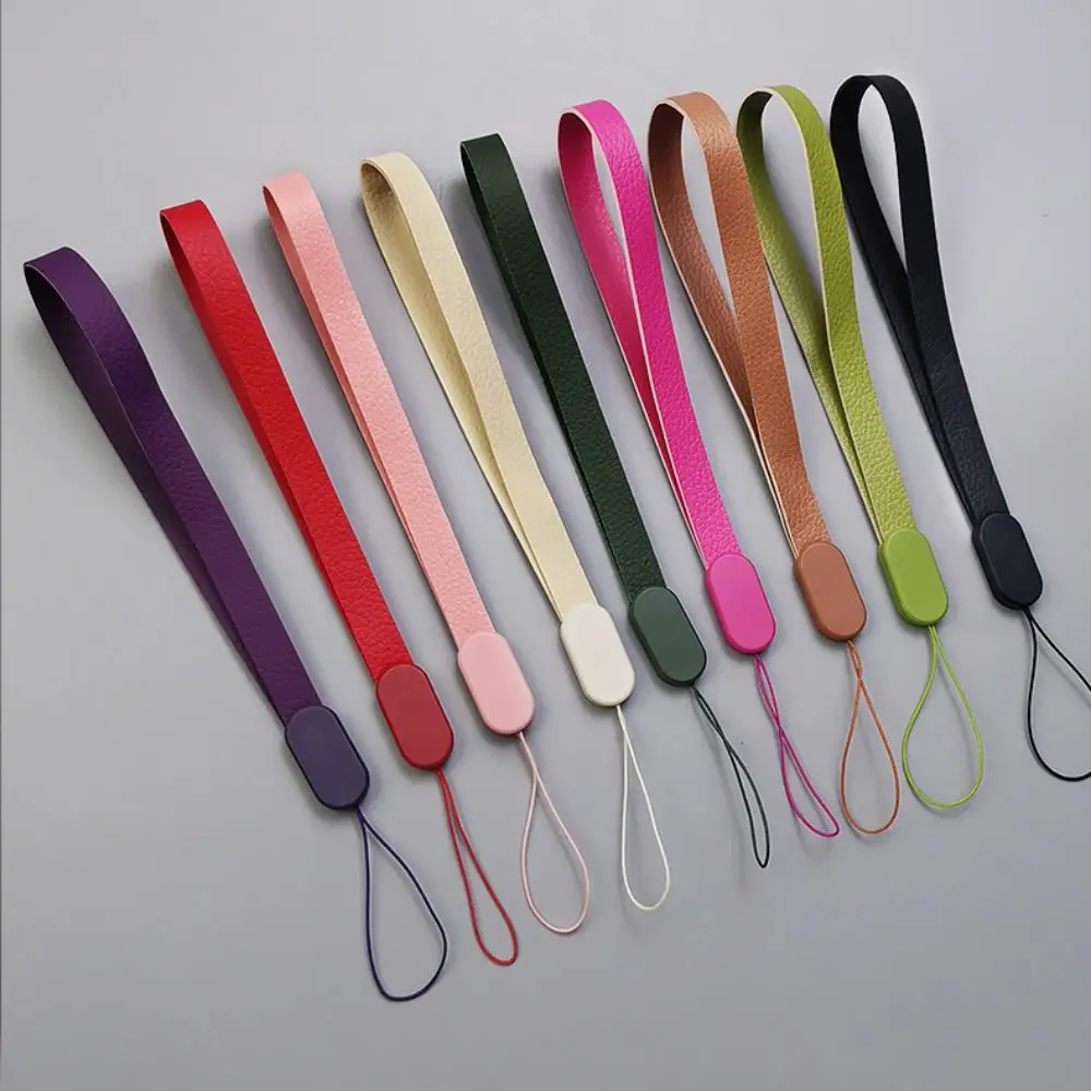 

PU Leather Leather Short Mobile Phone Lanyard Short Anti-drop Simple Leather Short Wrist Strap Durable Anti Lose