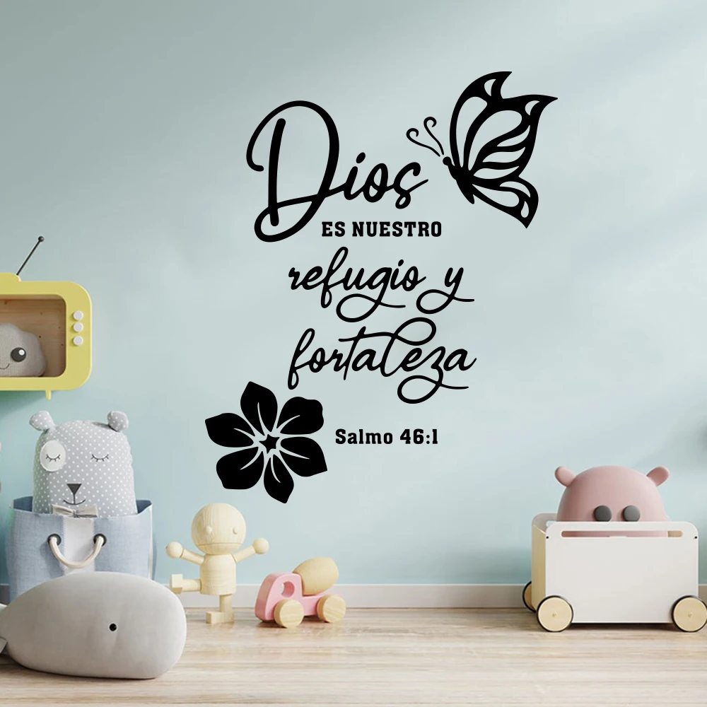 Spanish Bible Verse Wall Sticker Christian Jesues God Dios Salmo 4:61 Filipenses 4:13 Wall Decal Bedroom Living Room Decor