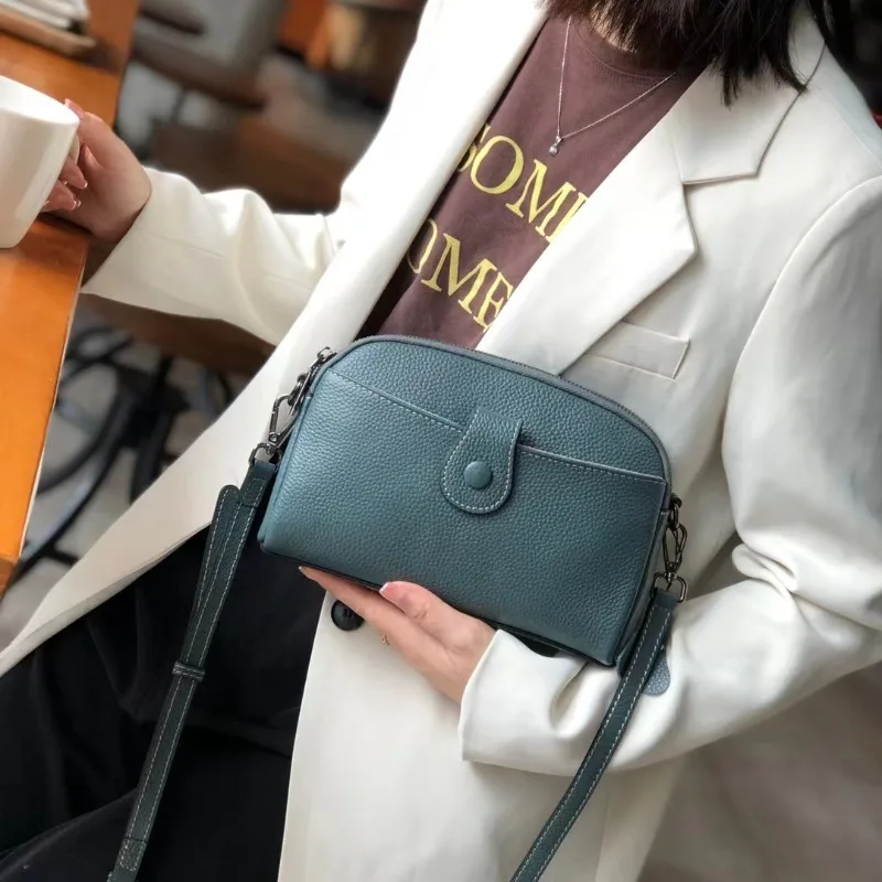 Minimalist Everyday Casual Mini Crossbody Bag for Women Genuine Leather Adjustable Strap Interior Organizer Luxury Handbag