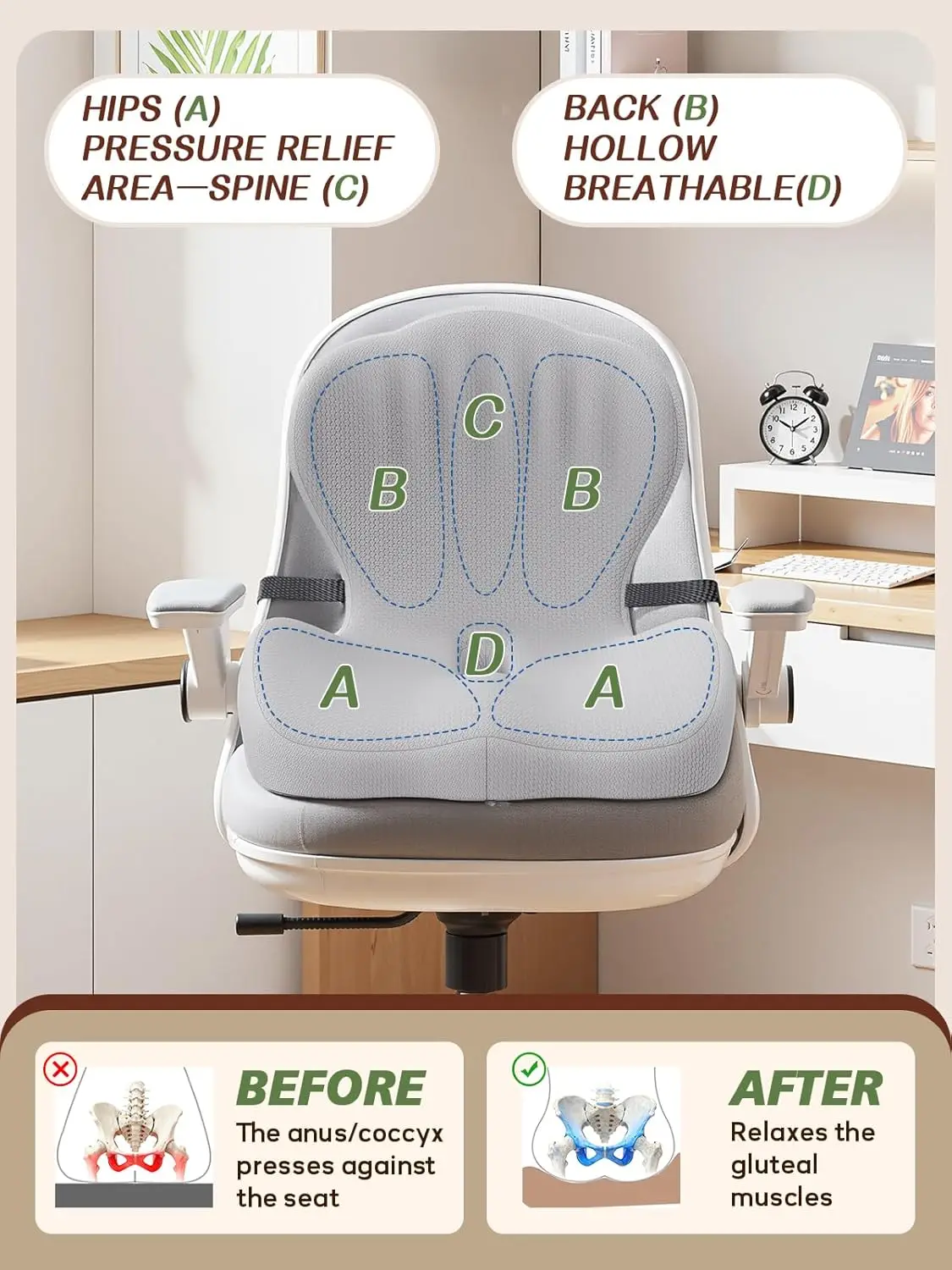 Ergonomic Memory Foam Seat Cus - Gaming Chair Lumbar Pillow บทวิจารณ์และราคา