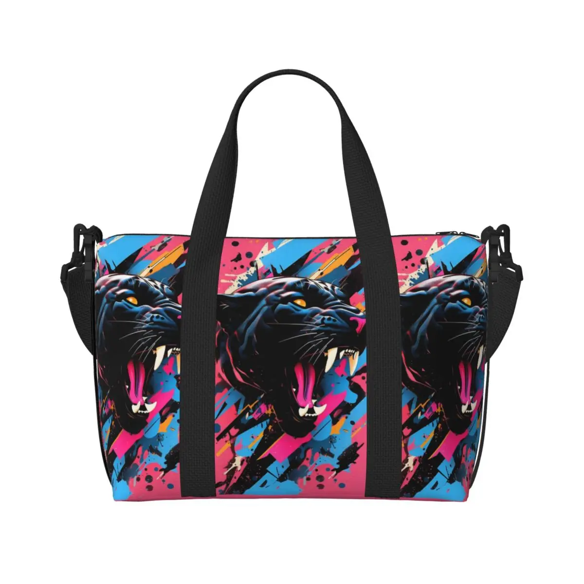 

Изготовленная на заказ большая сумка с черной пантерой, женская большая вместительная сумка супергероя, пленка, тренажерный зал, пляжная дорожная сумка на плечо