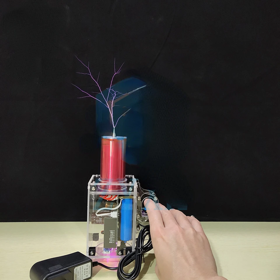 Portable Tesla Coil Handheld Artificial Lightning Tesla Coil 13cm Electric Arc Scientific Experiment High Voltage Generator