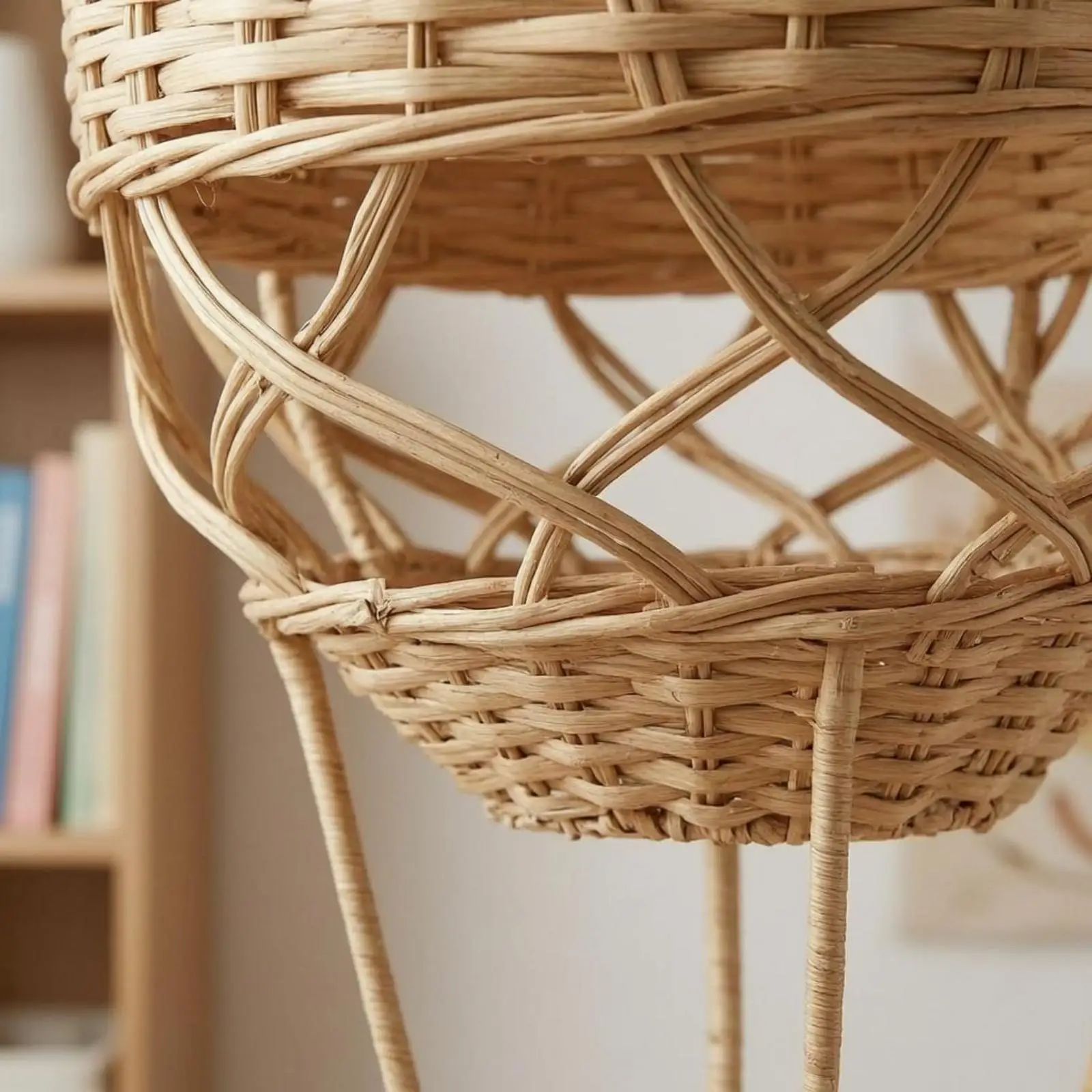 Balão de Ar Quente de Rattan Natural Bege Estilo Divertido