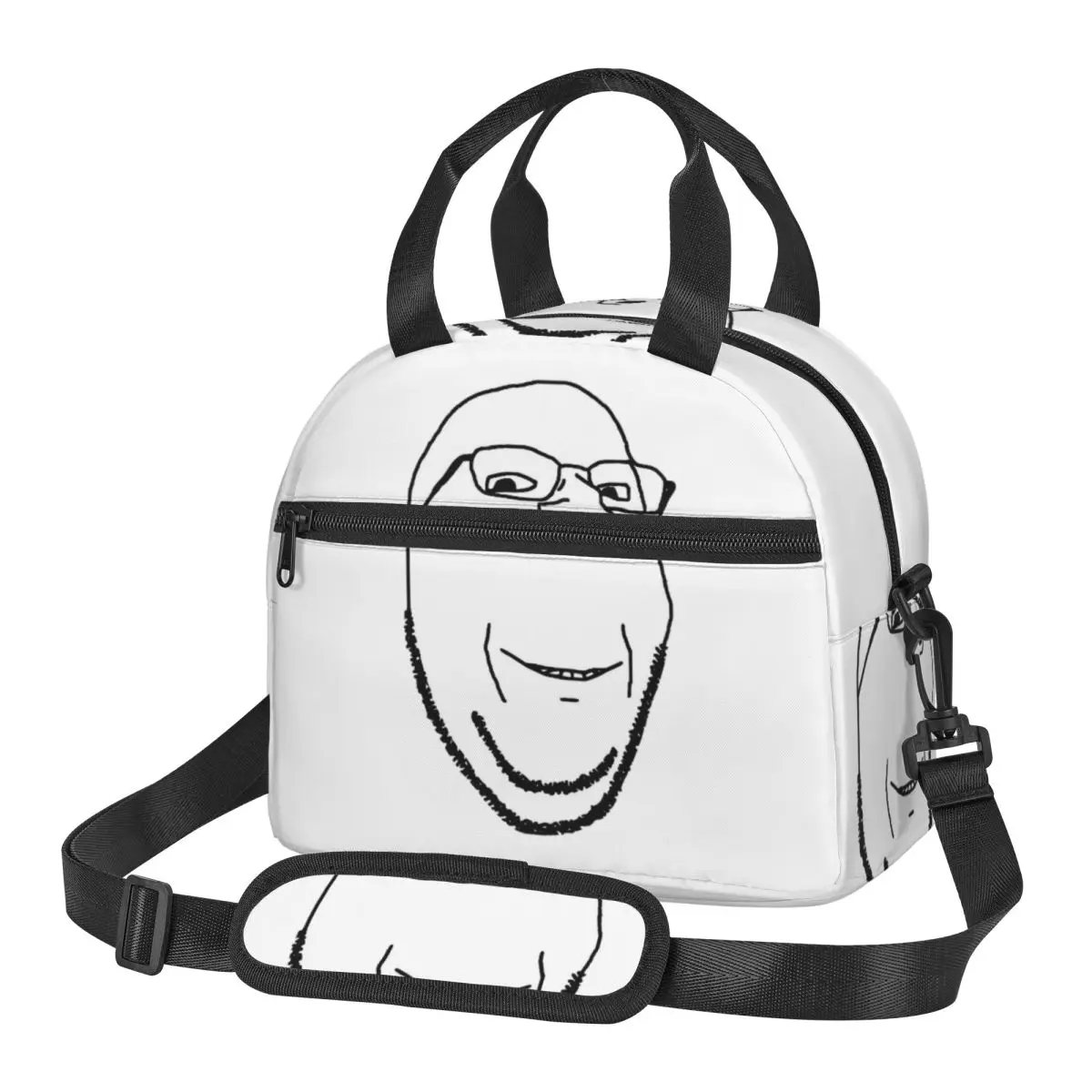 Фото Термосумка для обедов Smiling Wholesome Wojak Soyjak: портативный изотермический контейнер для школьных ланчей и бенто-боксов