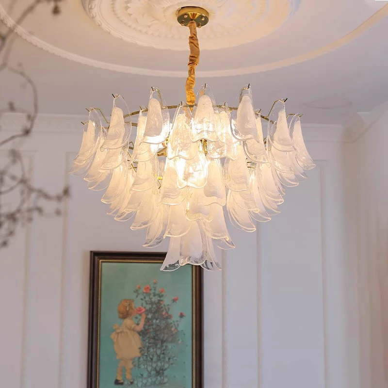 

Light Luxury Gold Adjustable Hanging Glass Chandelier, Glossy Living Room, Dining Room Home Ceiling Lighting Decor, D80 cm