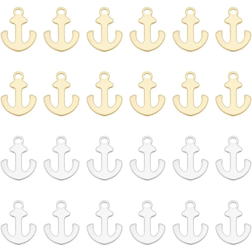 

120Pcs 2 Colors Nautical Anchor Charms 1Charms Stainless Steel Charm Vintage Anchor Sign Metal Charm Pendant for Keychains