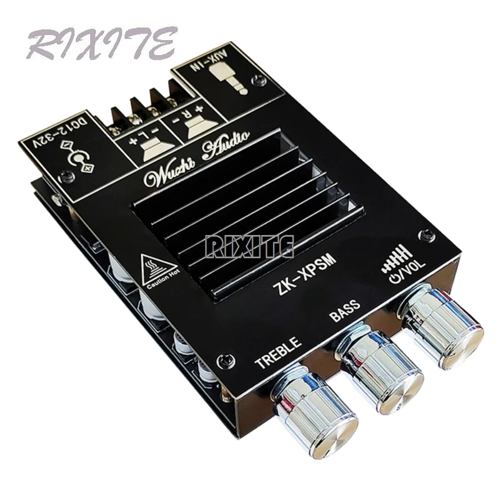 150W*2 TDA7498E Bluetooth 5.0 Stereo Treble Bass Adjustment Audio Power Amplifier Module Dual Channel Heat Sink Aux XPSM