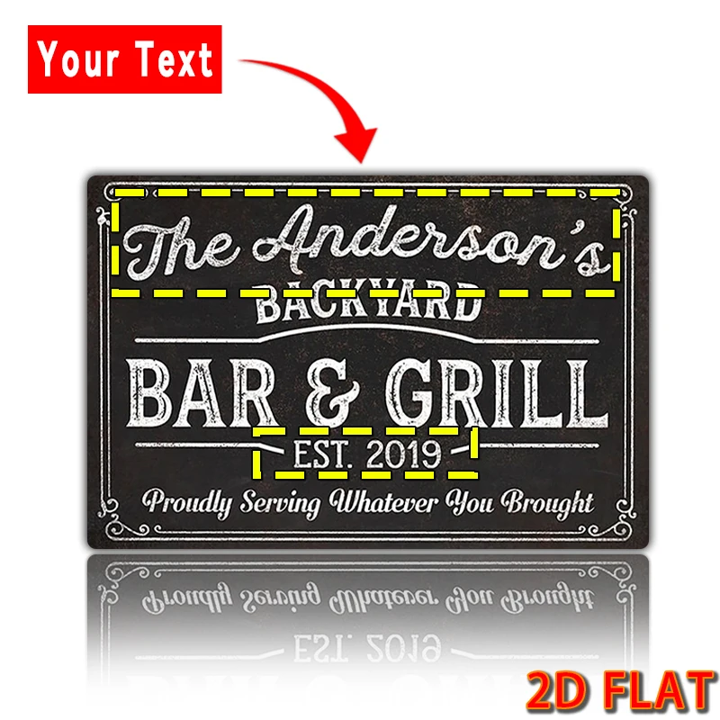 1 قطعة علامة معدنية نصية مخصصة ، علامة بار وشواية ، مثالية للرجل الكهف ، بار ، المرآب ، الحديقة ، ديكور داخلي/خارجي علامة ألومنيوم 8x12 بوصة