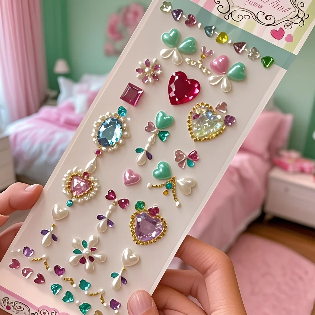 Acrylic Gemstone Stickers,3D Korean Colorful Diamond Decorative Handbooks Stickers Face Stickers ,diy Face Jewelry Sticker