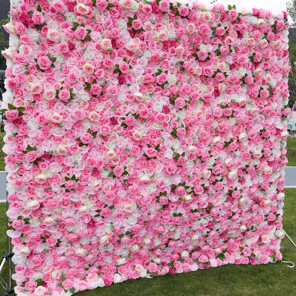 Pink Fabric Backing Simulated Flower Wall Background Rose Wall Wedding Decoration Supplies