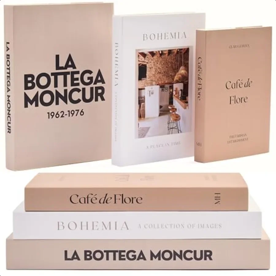 

Faux Books for Decoration Coffee Table Books set of 3 Decorative Books Neutral Room Decor Aesthetic Shelf Decor Beige White Ear