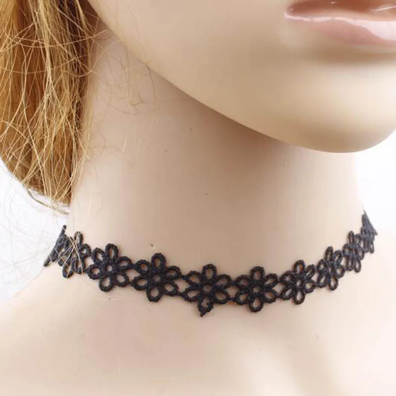 Fashion Lace Choker for Girl Lady Women Bithday Gift Tassel Flannel Weaving Vintage Flower Beads Necklaces Neck Jewelry