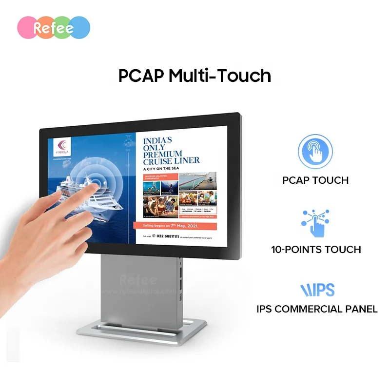 تدوير سطح الطاولة نظام أندرويد HD فيديو LCD عرض إعلاني شاشة تعمل باللمس بالسعة لعرض الترحيب 13.3 ''15.6''