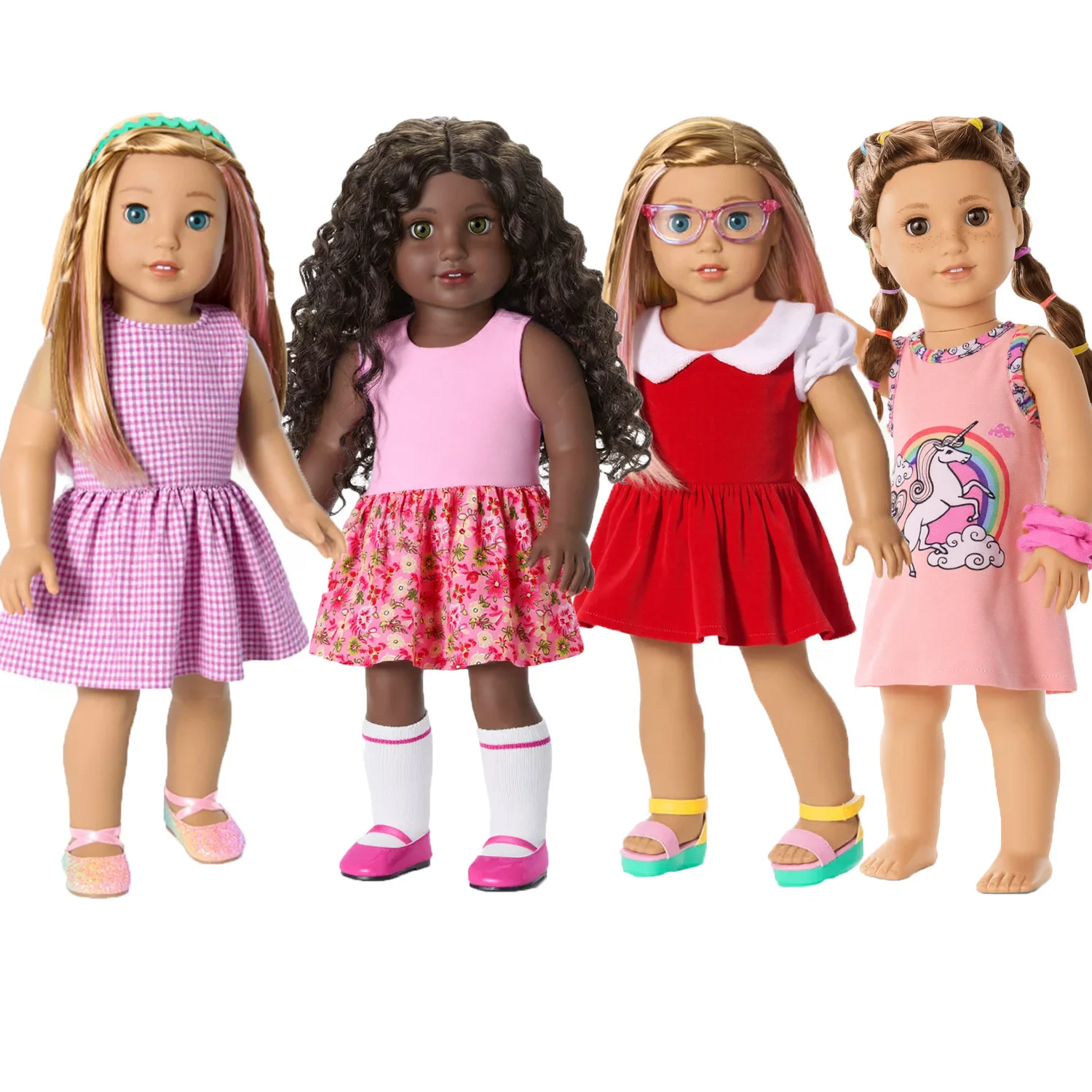 Kawaii 봄 인형 옷 세트 43cm 태어난 아기 인형, 18 인치 미국 인형 소녀 장난감, 생일 선물
