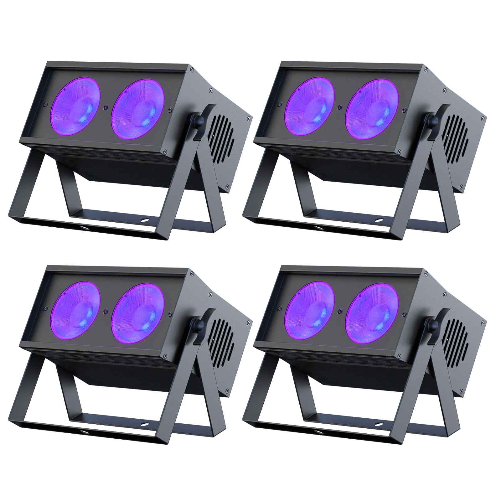 Yiflamefly 4er-Set 100W RGBW COB LED Farbwechsel-Par-Scheinwerfer 2-Augen-Flutlicht-Blinder DMX Bühnenbeleuchtung für Disco, KTV, Bar, Hochzeit, Party