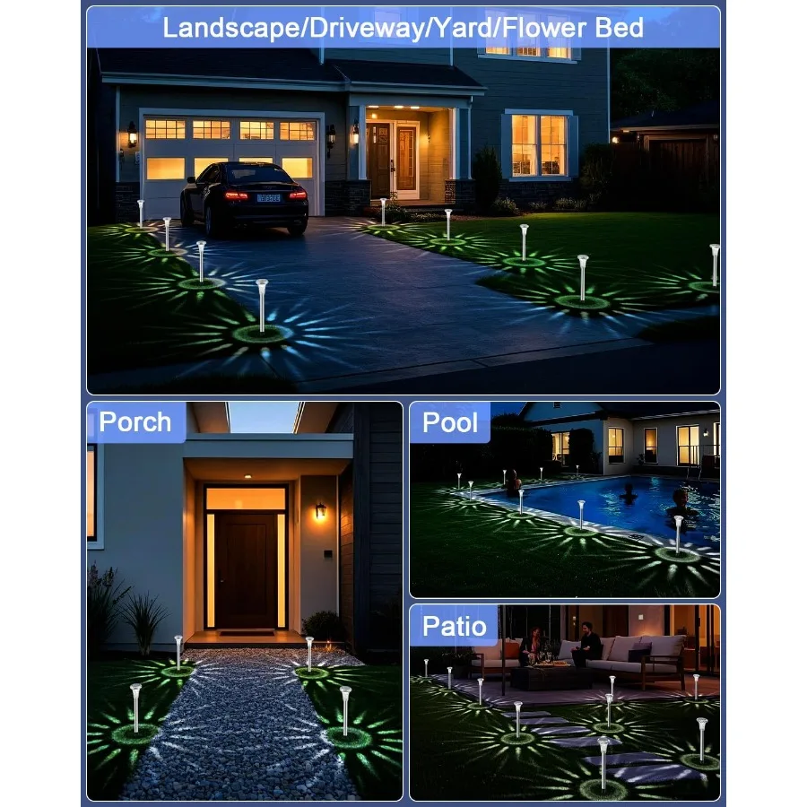 أضواء مسار الطاقة الشمسية الصغيرة في الهواء الطلق 12 حزمة مقاوم للماء ترقية مشرق LED أضواء الحديقة الشمسية الفولاذ المقاوم للصدأ أرض تعمل بالطاقة الشمسية
