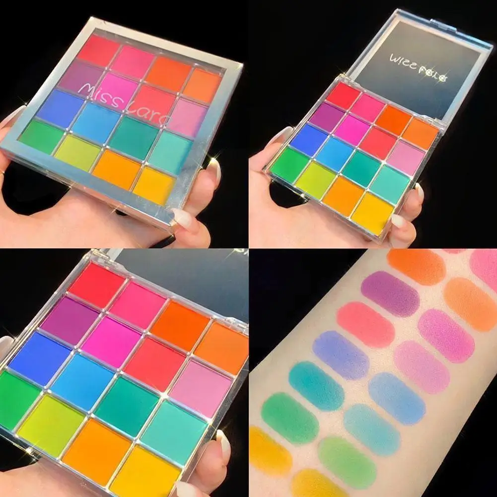 Miss Lara 16 Farben Lidschatten Palette bunte Künstler gepresst pigmentierten Glitzer Make-up Puder Kit matt schimmernden Lidschatten e3g8