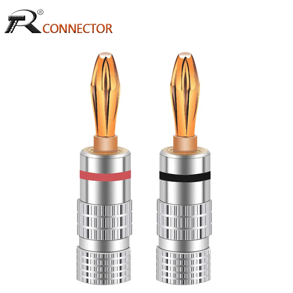 4 шт/2 пары Новые 4 мм вилки Позолоченные музыкальные спикер кабель провода контактный разъем типа 