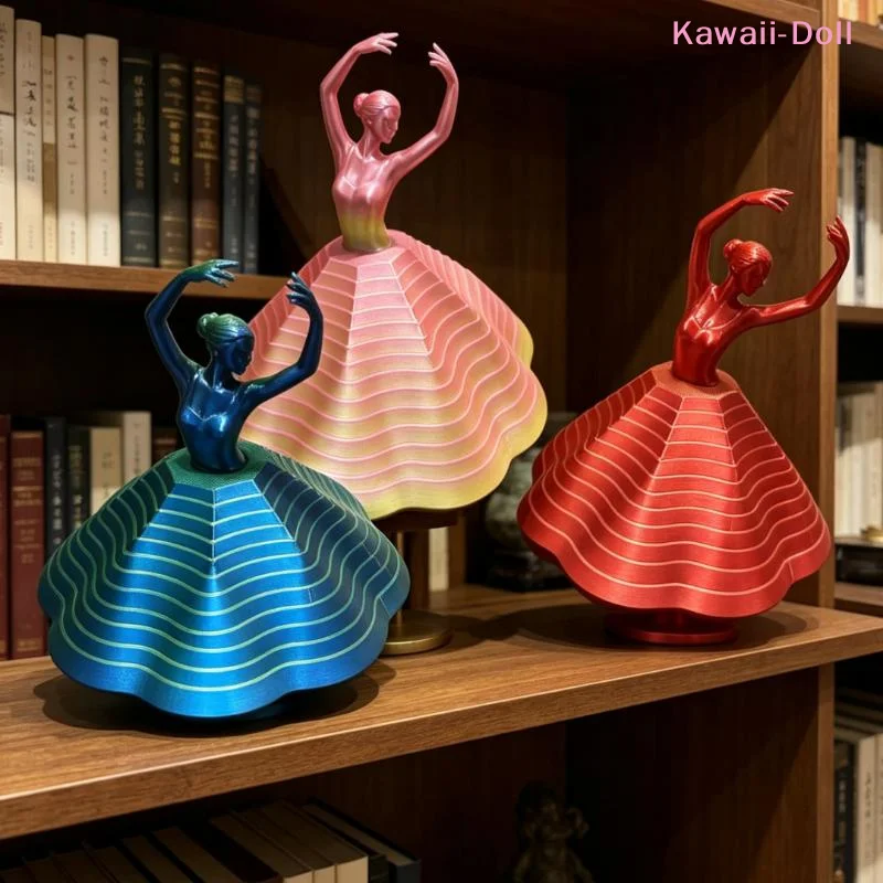 [DO]1Pcs Stress Relief Spinning Toys 3D Printed Rotating Ballerina Fidget Toy Creative Desk Decor Office Home[DO]