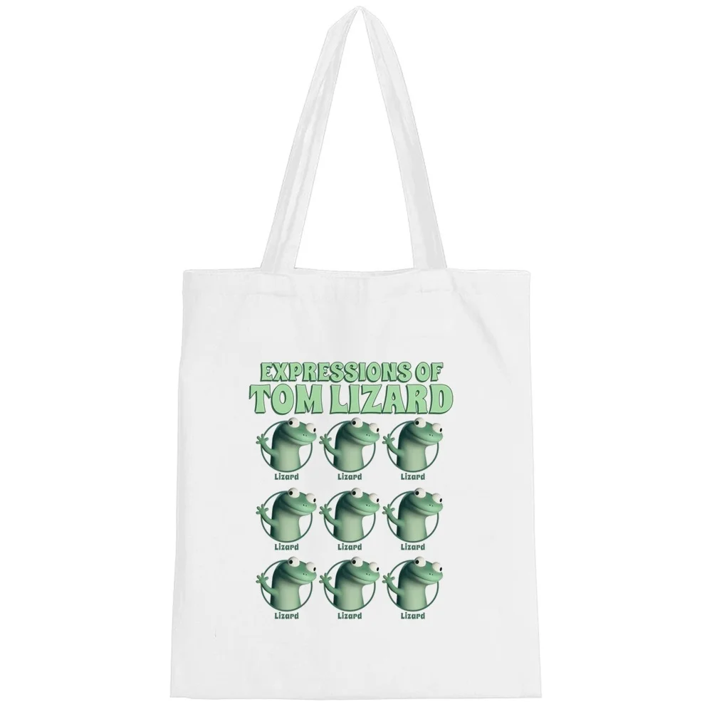 Lizard tote bag canvas  reusable sac cabas foldable woman
