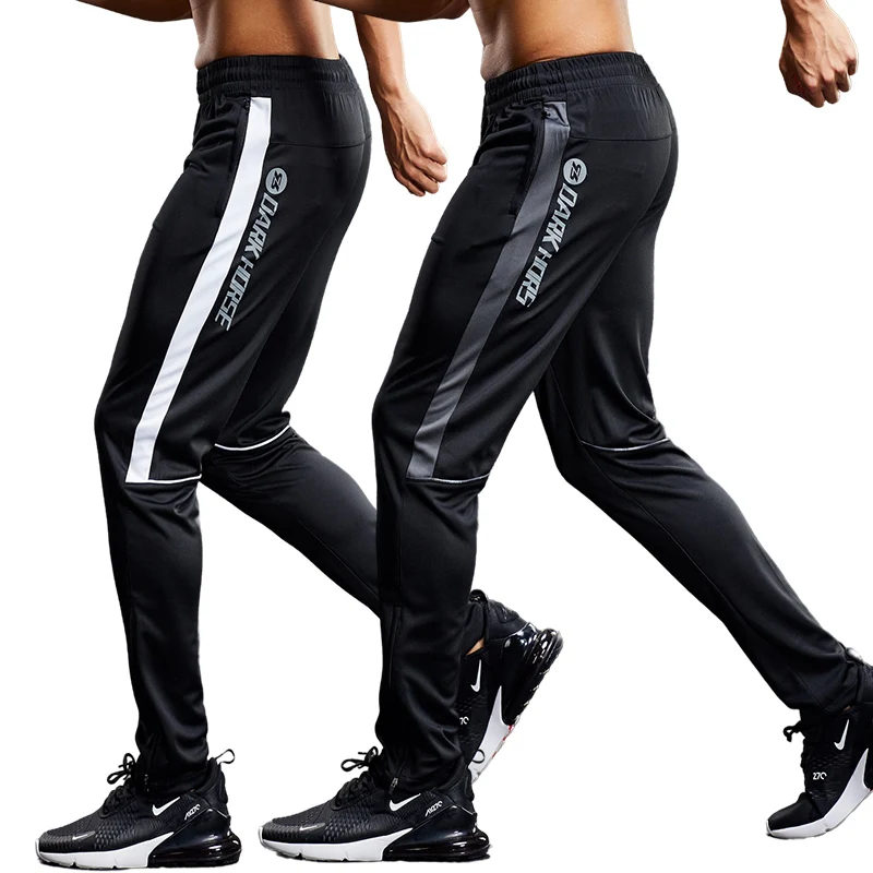 Mens Running Sport Pants with Zipper Pockets Football Training Joggings Sweatpants Basketball Soccer Trousers Plus Size for Male