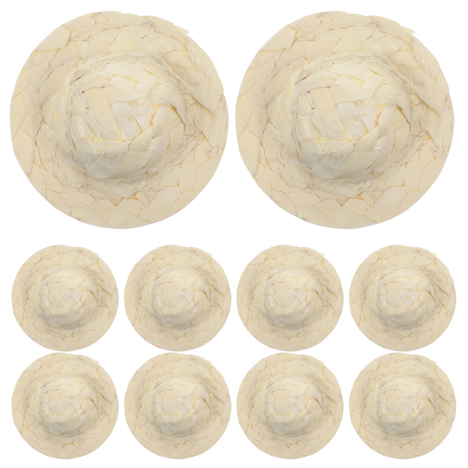 10 قطعة قبعات القش الصغيرة قبعة رائعة ديكور DIY بها بنفسك الحرفية ملحق للمشروعات المدرسية المنزلية والحفلات قبعات القش الصغيرة #5