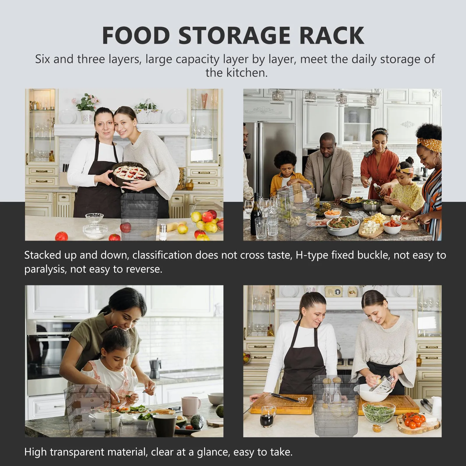 

1Pcs Side Dishes Plate Kitchen Storage Rack Six Three Layers Large Capacity Stackable H-Type Fixed Buckle Design