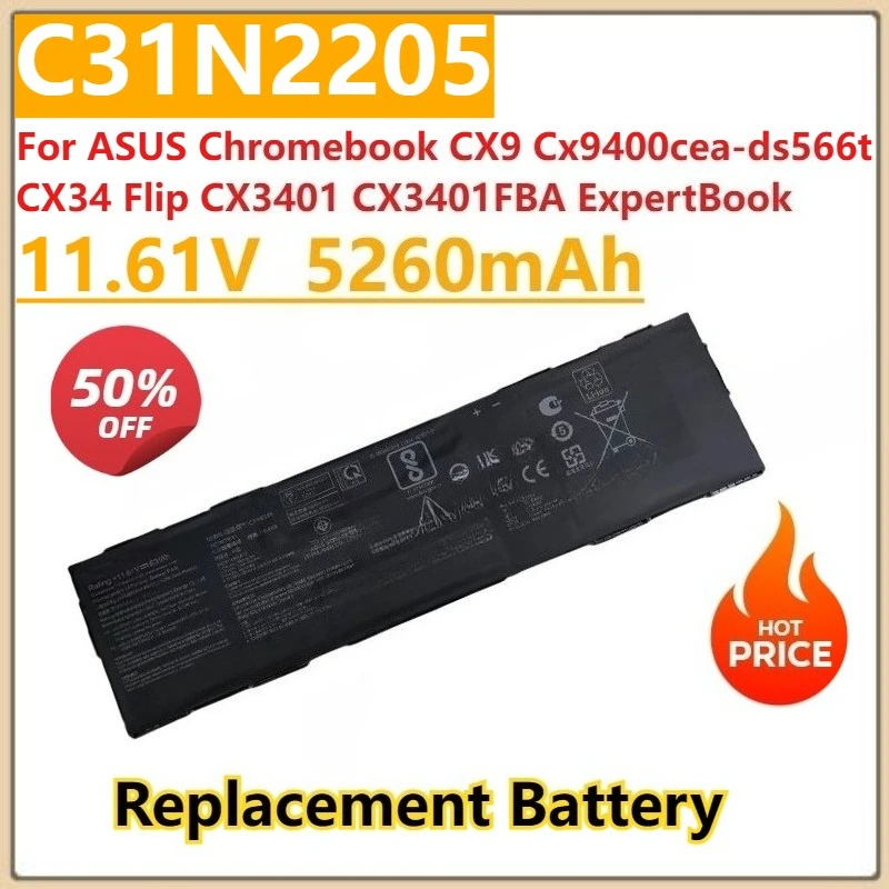 

New C31N2205 Laptop Battery 11.61V For ASUS Chromebook CX9 Cx9400cea-ds566t CX34 Flip CX3401 CX3401FBA ExpertBook B3 B3404CVF
