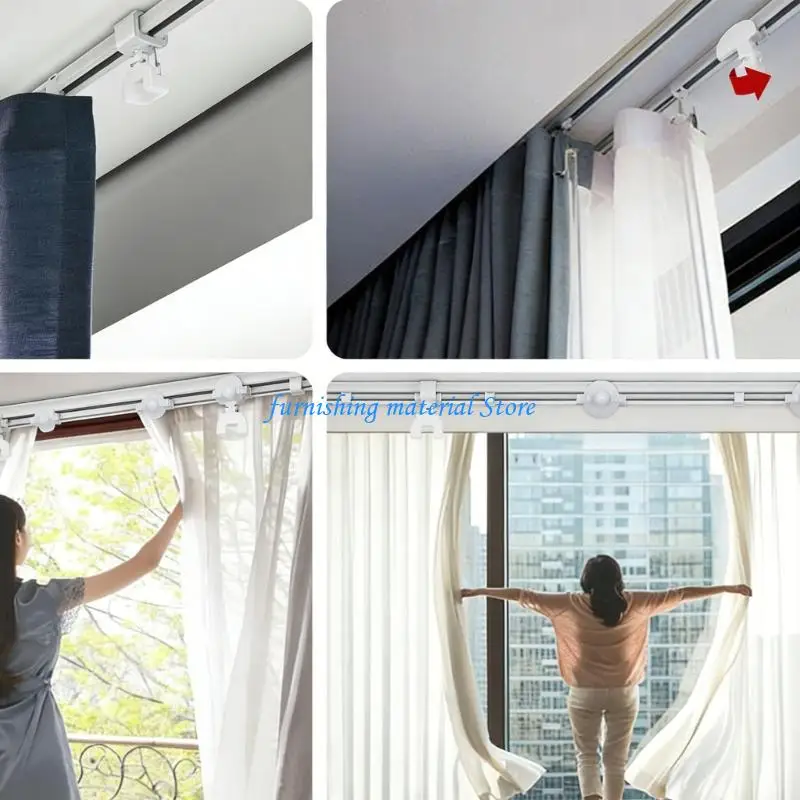 Y5GD 40Pcs Curtain Track Stoppers Plastic Fasteners Drapery Rails Sliding Gliders Curtain Fasteners Easy Installation