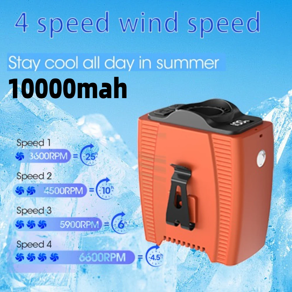 

10000mAh Portable Waist Fan Outdoor Mini Waist Clip Fan Rechargeable Portable Hanging Neck Fan Mini Camping Fans with Power Bank