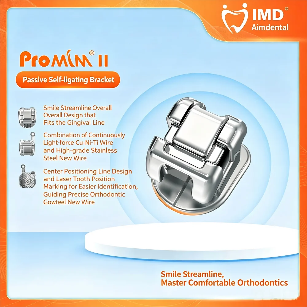 

2nd Gen IMD pro MIM Passive Self-Ligating Dental Orthodontic Brackets McBeTr 0.022" Upper Lower with 7-7 3/345 Hooks