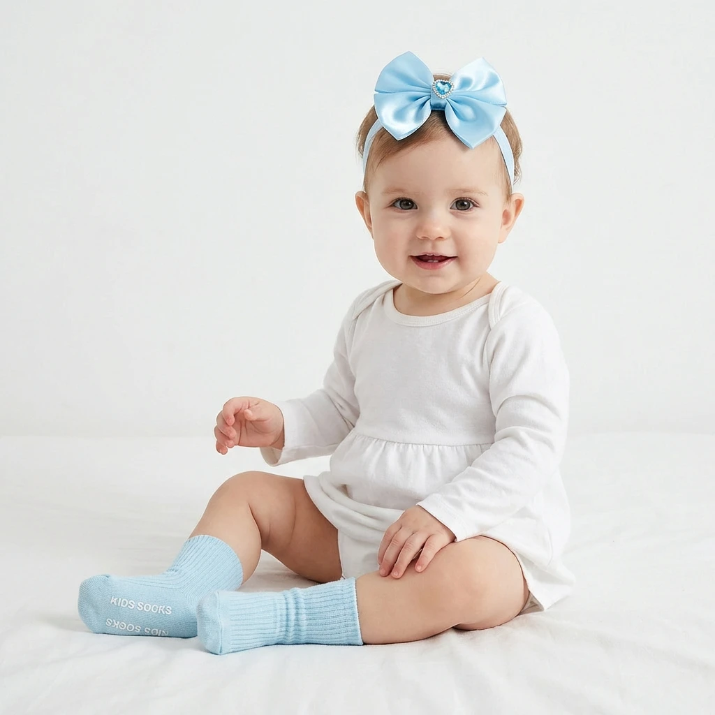Bowknot Children's Stretch Headband and Socks Set Baby Hair Accessories and Socks Combo Infant Two-Piece Set