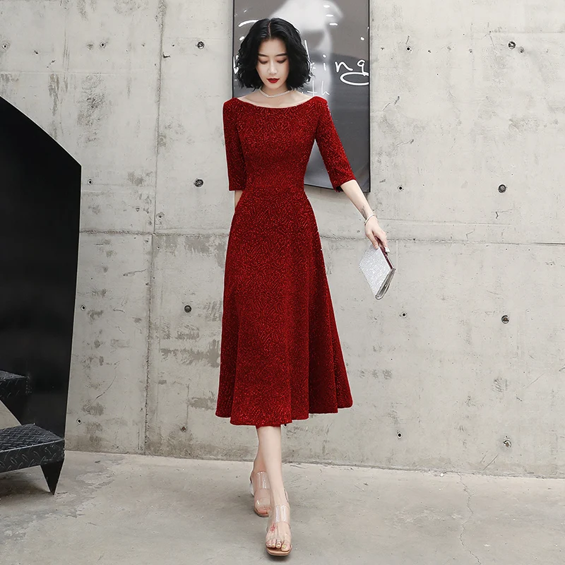 

Red Wedding Dr Ele A-Line Skirt Beads Detail Zipper Sle Bridal Dr for Engagement And House Visit ter Wedding