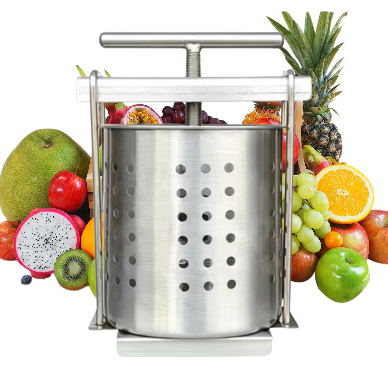 Fruit Wine Press 2.5L Stainless Steel Honey Juicer Hand Press Fruit Squeezer for Home Cooks Parents Chefs Beekeepers Holiday