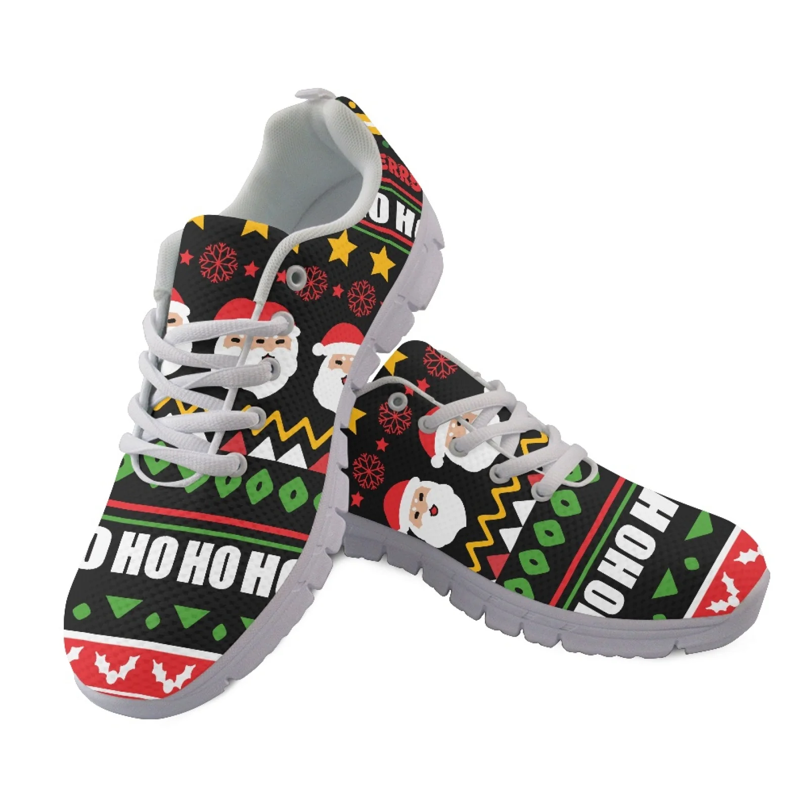 Coloranimal Santa Claus Theme Mesh & EVA Sole Women Sneakers Lace-up Tennis Sneakers for Womens 2026 New