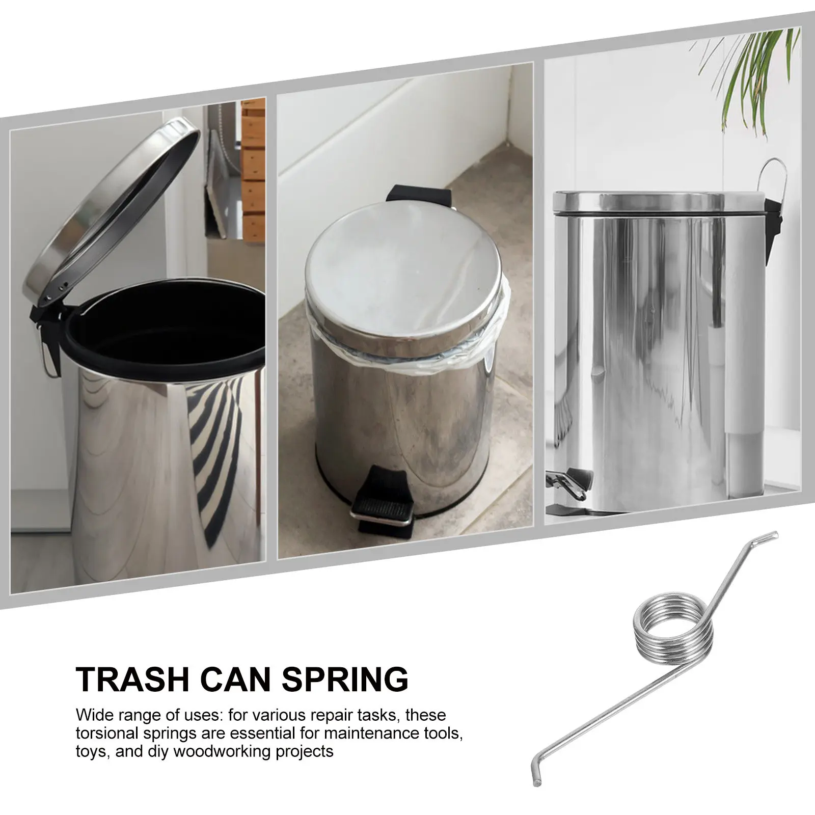4 Pcs Garbage Can Replace Lid Spring Trash Replacement Part for Torsional Parts Repair Silver Accessories Sturdy