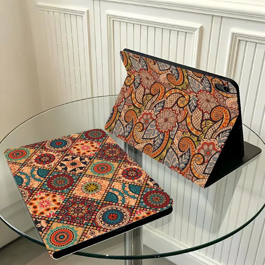 Vintage Floral Pattern With Pencil Holder Case for Apple iPad 10th 7/8/9th Air 11 13 M4 M3 M2 A16 2026 Pro11 13 Air 4/5/6th