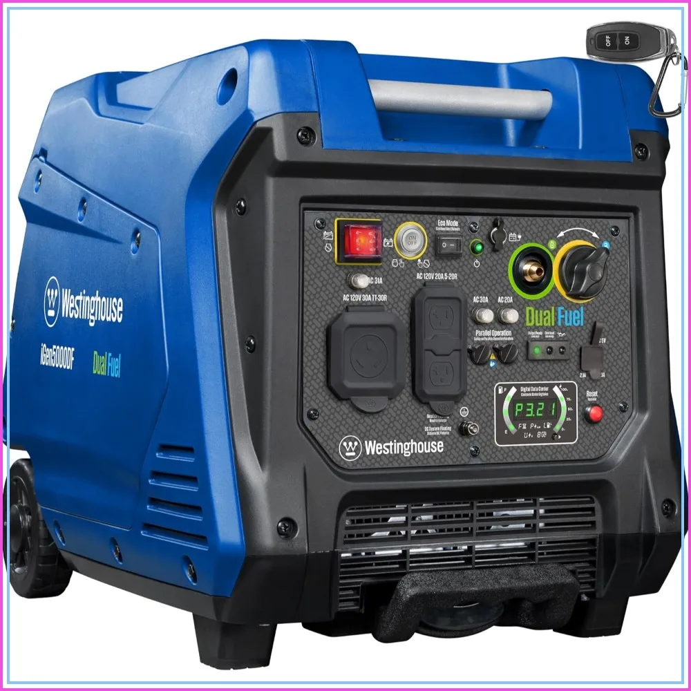 5000W Dual Fuel Portable Inverter Generator Electric Start RV Ready 30A