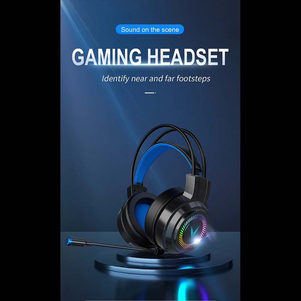 

Gaming Headset Stereo Wired ABS Over Earphones Travel 50mm Speaker Low Latency Clear Sound Professional Noise Reduction Flexible