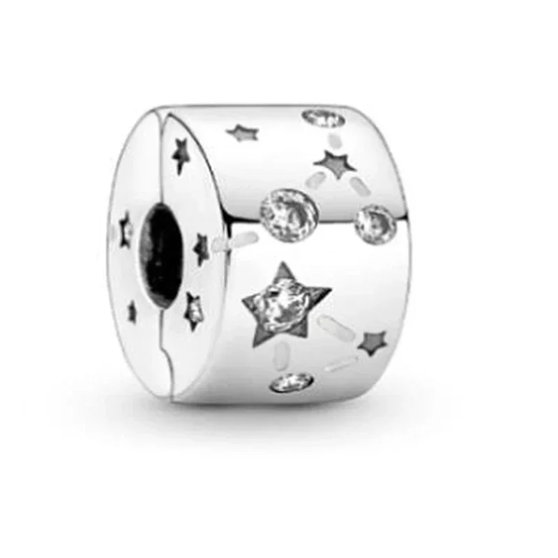 New 925 Plated Sterling Silver Fixed Clip Charm Beads Suitable for Women DIY Jewelry Original Pandora Charm Bracelet